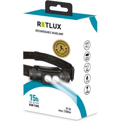 Επαναφορτιζόμενος Φακός Κεφαλής Retlux RPL 708 1200 Lumens IP65 Απόσταση Δέσμης: 350m με Αισθητήρας Kίνησης και Λειτουργία Power