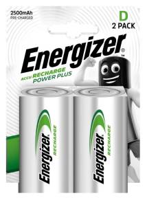 Μπαταρία Επαναφορτιζόμενη Energizer ACCU Recharge Power Plus HR20 2500 mAh size D 1.2V Τεμ. 2