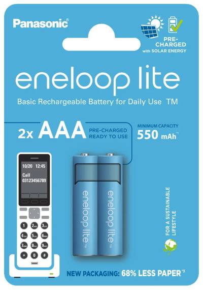 Μπαταρία Επαναφορτιζόμενη Panasonic Eneloop Lite BK-4LCCE/2CP 550 mAh size AAA Ni-MH 1.2V Τεμ. 2 Eco Pack