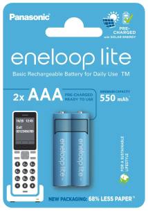 Μπαταρία Επαναφορτιζόμενη Panasonic Eneloop Lite BK-4LCCE/2CP 550 mAh size AAA Ni-MH 1.2V Τεμ. 2 Eco Pack