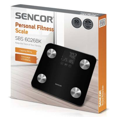 Ζυγαριά Μπάνιου με Βιομετρικές Μετρήσεις και 12 Μνήμες Sencor SBS 6026BK Μαύρη