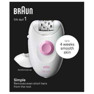 Μηχανή Αποτρίχωσης για το Σώμα BRAUN SE1-010 Silk Epil 1 με Σύστημα 20 Τσιμπίδων και Άκρες SoftLift Tips Ιδανική και για Ευαίσθη