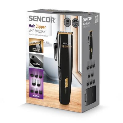 Επαναφορτιζόμενη Κουρευτική Μηχανή με 8 Εξαρτήματα Direct Drive Sencor SHP 8400BK Μαύρη