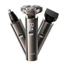 Επαναφορτιζόμενη Ξυριστική Μηχανή & Trimmer Hoco HP36 600mAh με 3 Κεφαλές και LED Ένδειξη Μπαταρίας και Φόρτισης Μεταλλικό Γκρι