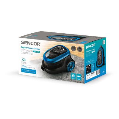 Ηλεκτρική Σκούπα Sencor SVC 1035TQ 750W χωρίς Σακούλα με σωλήνα XL Clean Air Dual HEPA H13 75 dB(A)  Μαύρο/Μπλε