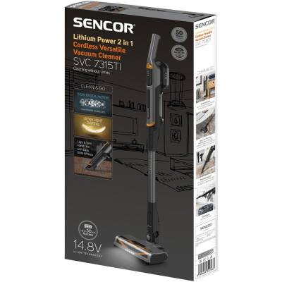 Επαναφορτιζόμενη Ηλεκτρική Σκούπα Stick 150W 2 σε 1 Sencor SVC 7315TI Μαύρη