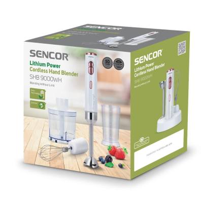 Επαναφορτιζόμενο Ραβδομπλέντερ 3 σε1 με Ανοξείδωτη Ράβδο 200W USB-C Sencor SHB 9000WH Λευκό/Ροζ