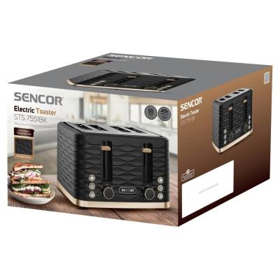 Φρυγανιέρα Sencor STS 7551BK 4 Θέσεων 1600W 3D Pattern Design Μαύρο/Χρυσό