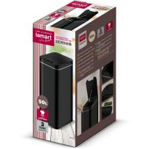 Κάδος Απορριμμάτων από Ανοξείδωτο Ατσάλι με Φωτοκύτταρο 50lt  Lamart LT8052 Μαύρο