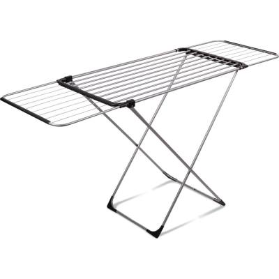 Πτυσσόμενη Απλώστρα Ρούχων με Επεκτεινόμενα Φτερά Lamart LT8102  18M Αλουμινίου, 15kg Φορτίο, Ασημί/Μαύρη