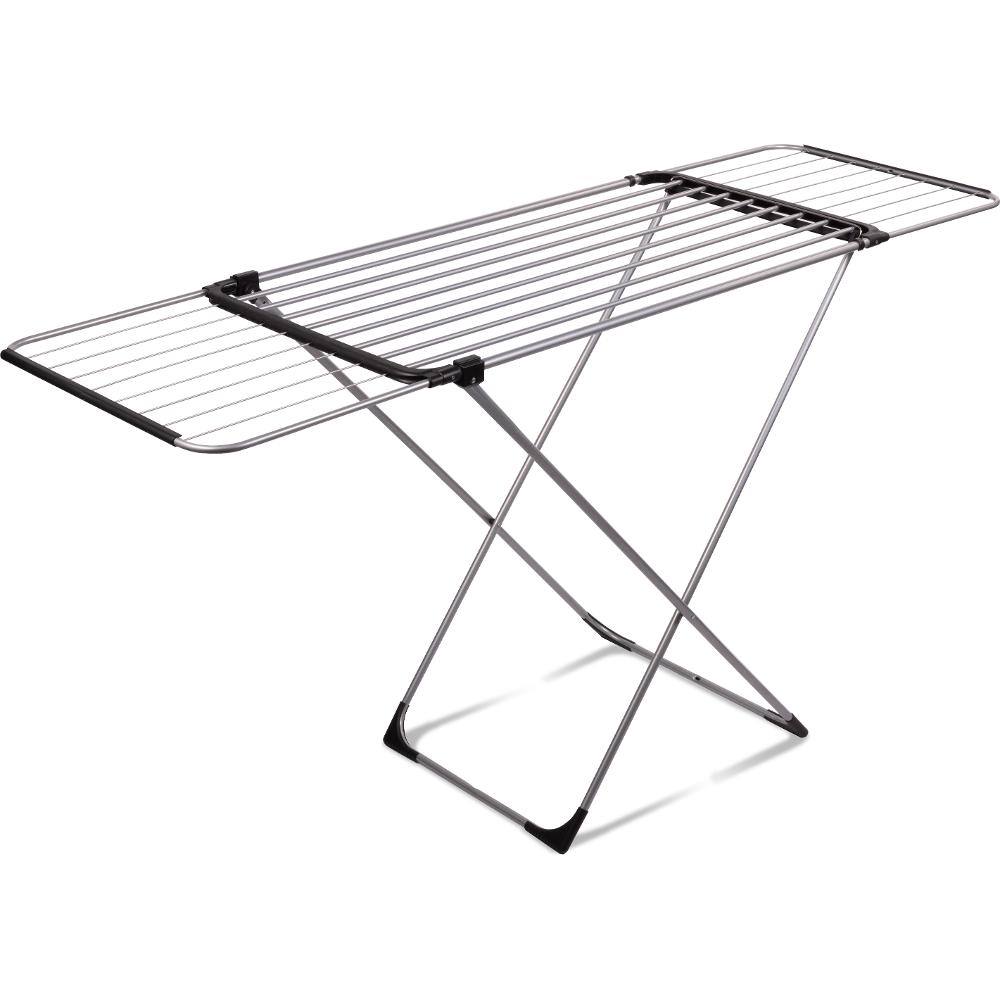 Πτυσσόμενη Απλώστρα Ρούχων με Επεκτεινόμενα Φτερά Lamart LT8102  18M Αλουμινίου, 15kg Φορτίο, Ασημί/Μαύρη