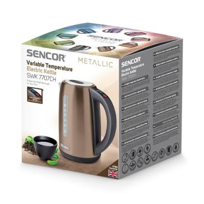 Βραστήρας Ανοξείδωτος με Επιλογή Θερμοκρασίας 1,7lt 2150W Sencor SWK 7707CH Χρυσαφί