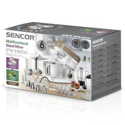 Κουζινομηχανή 6 Ταχυτήτων 5 in 1 5lt 1200W Sencor STM 3787CH Λευκό/Χρυσό
