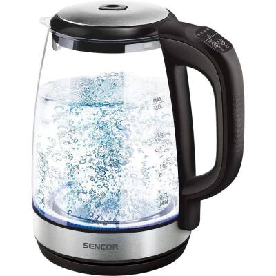 Βραστήρας με Γυάλινη Κανάτα και Επιλογή Θερμοκρασίας 2lt 2200W Sencor SWK 2090BK Μαύρo