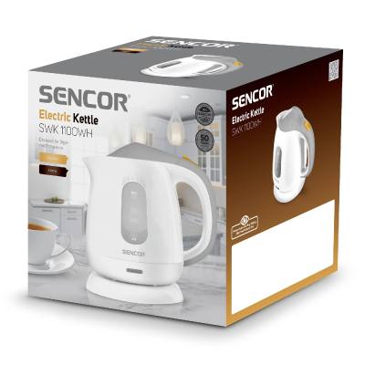 Βραστήρας Sencor SWK 1100WH 1 lt 100W με Αφαιρούμενο και Πλενόμενο Φίλτρο Ρύπων και Αλάτων Λευκό