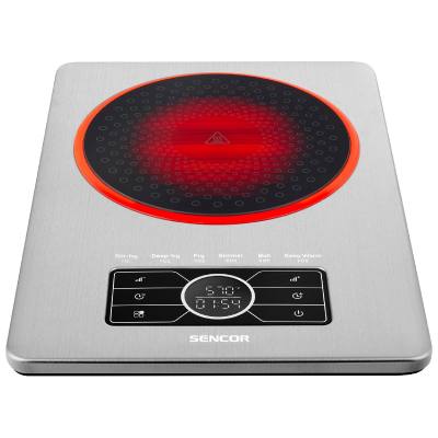 Φορητή Κεραμική Εστία Sencor SCP 5010SS Μονή 1500W 19cm με Λειτουργίες Stir-Fry Deep-Fry Fry Simmer Boil Keep Warm Ασημί