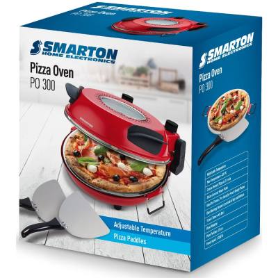 Ηλεκτρικό Φουρνάκι Πίτσας Smarton PO 300 1200W με Επιλογή Θερμοκρασίας και Χρόνου Ψησίματος και Ηχητική Ειδοποίηση Κόκκινο