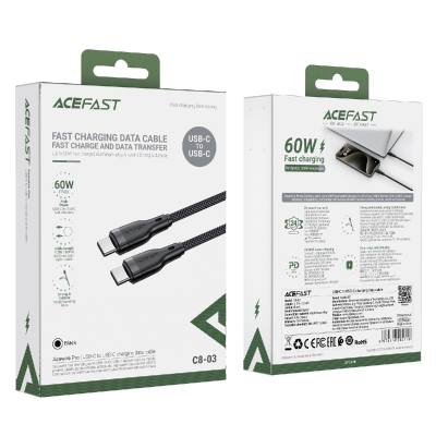 Καλώδιο σύνδεσης Acefast C8-03 USB-C σε USB-C 60W Braided Μαύρο 1.2m