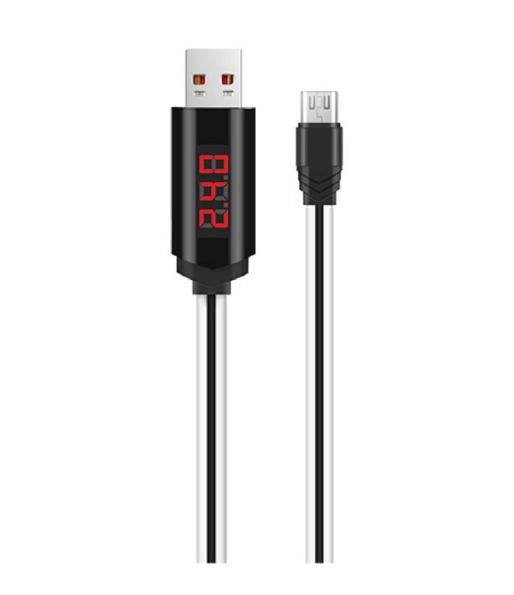 Καλώδιο σύνδεσης Hoco U29 LED Display USB σε Micro-USB Flat 2.0A Fast Charging Λευκό 1m