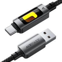 Καλώδιο Acefast C21-04 USB-A σε USB-C 3A Fast Charge USB2.0 με LED Φωτισμό Braided Μαύρο 1.2m