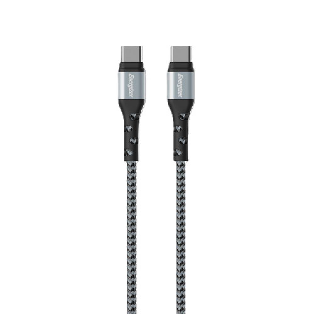 Καλώδιο σύνδεσης Energizer Metal & Braided Nylon Cable  USB-C σε USB-C 2.0  Ασημί 2m