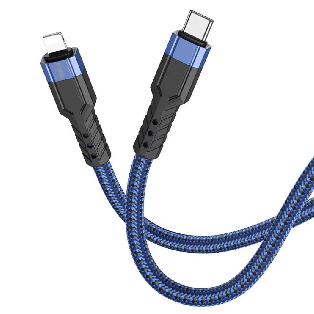 Καλώδιο Σύνδεσης Hoco U110 USB-C σε Lightning Braided PD20W 3A Υψηλής Αντοχής Braided Μπλε 1.2m