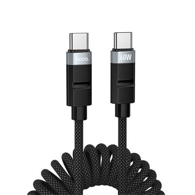 Καλώδιο Hoco DU59 Bamboo USB-C σε USB-C 60W Spring Braided Μαύρο 1.5m