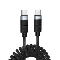 Καλώδιο Hoco DU59 Bamboo USB-C σε USB-C 60W Spring Braided Μαύρο 1.5m