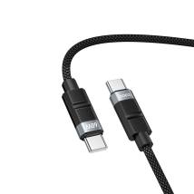 Καλώδιο Hoco DU59 Bamboo USB-C σε USB-C 60W Spring Braided Μαύρο 1.5m
