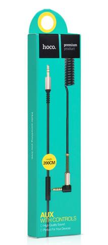 Καλώδιο σύνδεσης Ήχου Hoco UPA02 3.5mm Αρσενικό σε 3.5mm Αρσενικό Γωνιακό Κονέκτορα με Μικρόφωνο Μαύρο 2m