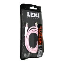 Καλώδιο Σύνδεσης και Φόρτισης Leki Black Concept USB-C σε Lightning Braided Ροζ 1m