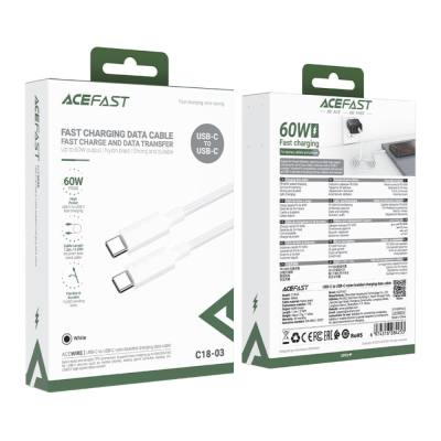 Καλώδιο Acefast C18-03 USB-C σε USB-C 60W 20V/3A USB2.0 Braided Λευκό 1.2m