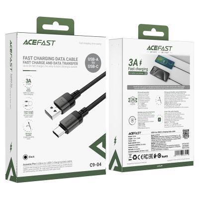 Καλώδιο Acefast C9-04 Μεταλλικό USB σε USB-C 3.0A Γρήγορη Φόρτιση Braided Μαύρο 1.2m