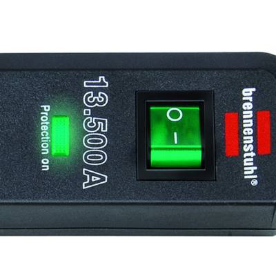 Πολύπριζο Αντικεραυνικής Προστασίας και Υπέρτασης 13.500A Brennenstuhl Eco-Line, Τριών Θέσεων Σούκο με Διακόπτη Ασφαλείας On/Off