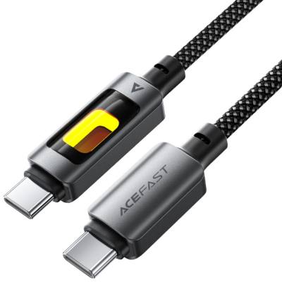 Καλώδιο Acefast C21-03 USB-C σε USB-C 60W 3A Fast Charge USB2.0 με LED Φωτισμό Braided Μαύρο 1.2m