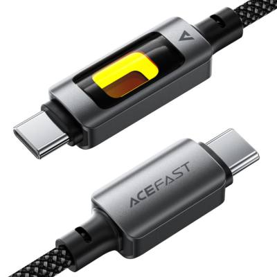Καλώδιο Acefast C21-03 USB-C σε USB-C 60W 3A Fast Charge USB2.0 με LED Φωτισμό Braided Μαύρο 1.2m
