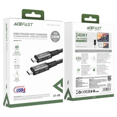 Καλώδιο Acefast C1-09 USB-C σε USB-C PD240W και Display Port 40Gbps 4K Μαύρο 1.2m