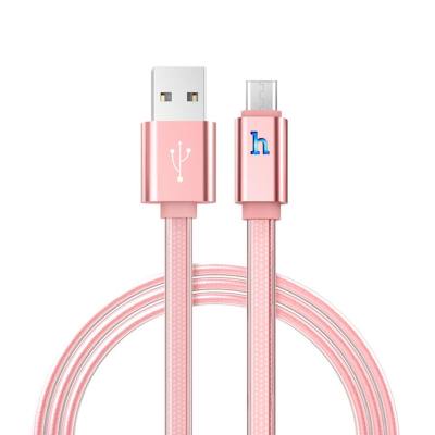 Καλώδιο σύνδεσης Hoco UPL 12 Plus USB σε Micro-USB 2.4A με PVC Jelly και Φωτεινή Ένδειξη Ροζ Χρυσό 1.2m