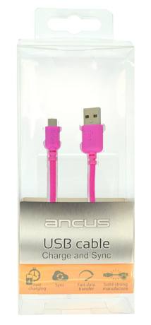 Καλώδιο σύνδεσης Ancus USB σε Micro USB με Ενισχυμένες Επαφές Braided Ρόζ 1m
