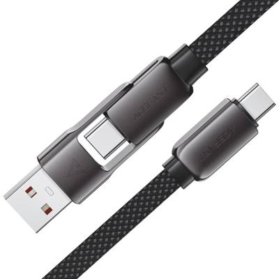 Καλώδιο Σύνδεσης Acefast C13-05 USB-C / USB-A σε USB-C PD60W 3A Fast Charge USB2.0 Braided Μαύρο 0.2m.