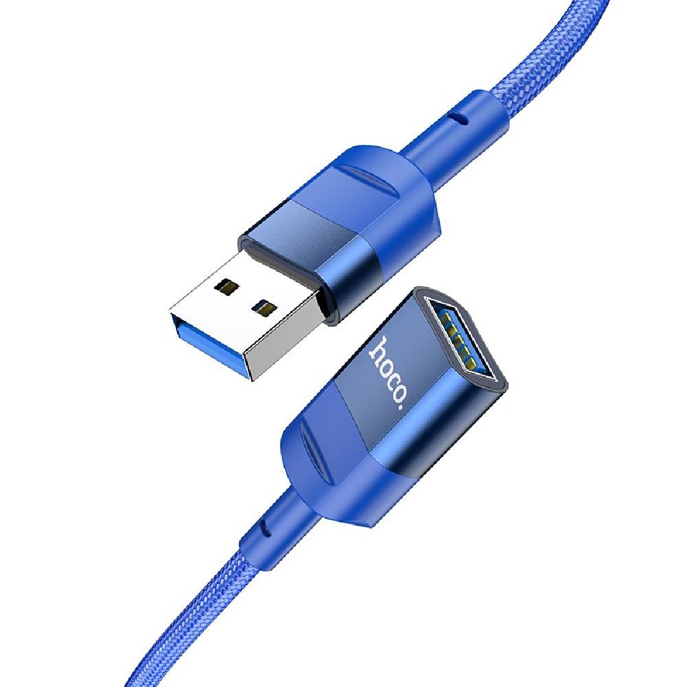 Καλώδιο Προέκτασης Hoco U107 USB Αρσενικό σε USB 3.0 Θηλυκό 3A 5Gbps OTG  Braided Μπλε 1.2m
