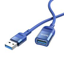 Καλώδιο Προέκτασης Hoco U107 USB Αρσενικό σε USB 3.0 Θηλυκό 3A 5Gbps OTG  Braided Μπλε 1.2m