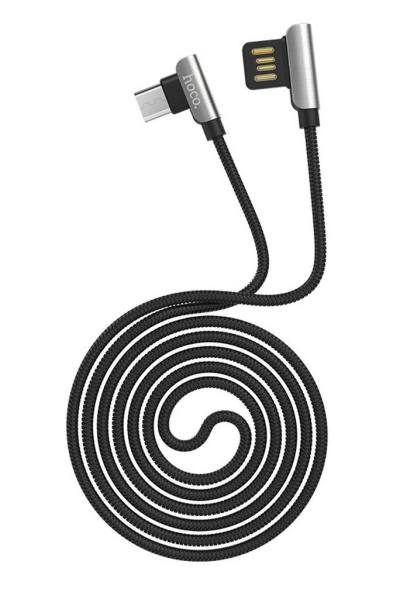 Καλώδιο σύνδεσης Hoco U42 Exquisite Steel USB σε Micro-USB Fast Charging 2.4A Μαύρο 1.2m