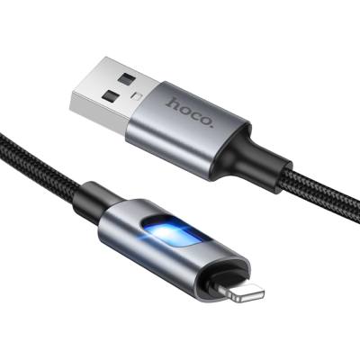 Καλώδιο Hoco U144 USB-A σε Lightning Fast Charging 2.4A με Φωτισμό Braided Μαύρο 1.2m