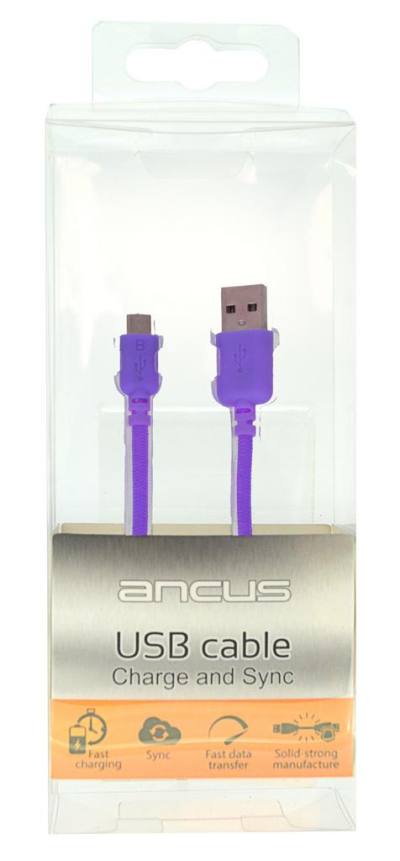 Καλώδιο σύνδεσης Ancus USB σε Micro USB με Ενισχυμένες Επαφές Braided Μώβ 1m