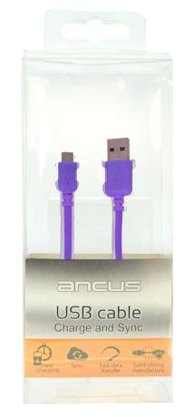 Καλώδιο σύνδεσης Ancus USB σε Micro USB με Ενισχυμένες Επαφές Braided Μώβ 1m