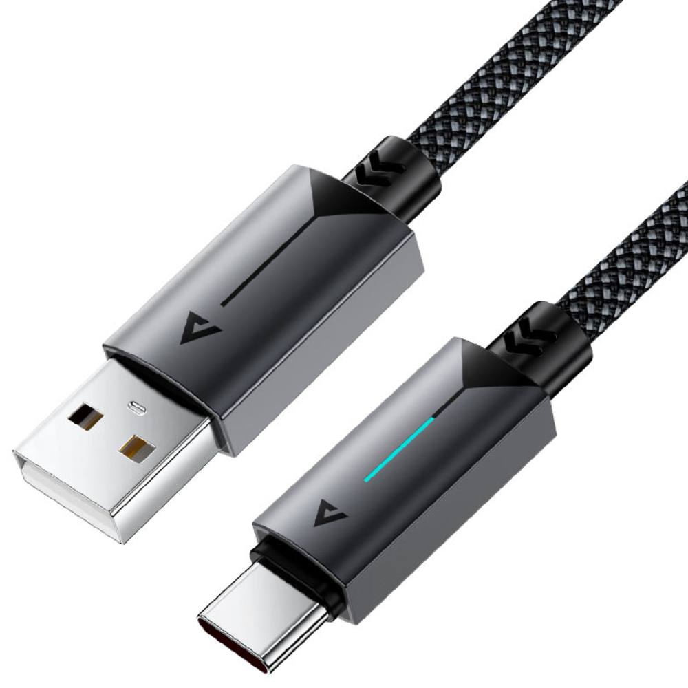 Καλώδιο Acefast C19-04 Μεταλλικό USB-A σε USB-C 3.0A Γρήγορη Φόρτιση USB2.0 με Ένδειξη Φόρτισης Braided Μαύρο 1.2m