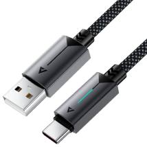 Καλώδιο Acefast C19-04 Μεταλλικό USB-A σε USB-C 3.0A Γρήγορη Φόρτιση USB2.0 με Ένδειξη Φόρτισης Braided Μαύρο 1.2m