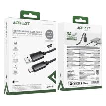 Καλώδιο Acefast C19-04 Μεταλλικό USB-A σε USB-C 3.0A Γρήγορη Φόρτιση USB2.0 με Ένδειξη Φόρτισης Braided Μαύρο 1.2m