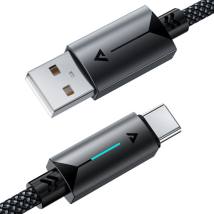 Καλώδιο Acefast C19-04 Μεταλλικό USB-A σε USB-C 3.0A Γρήγορη Φόρτιση USB2.0 με Ένδειξη Φόρτισης Braided Μαύρο 1.2m